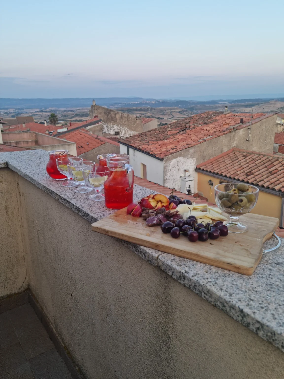 An aperitivo on the rooftop terrace overlooking Anglona
